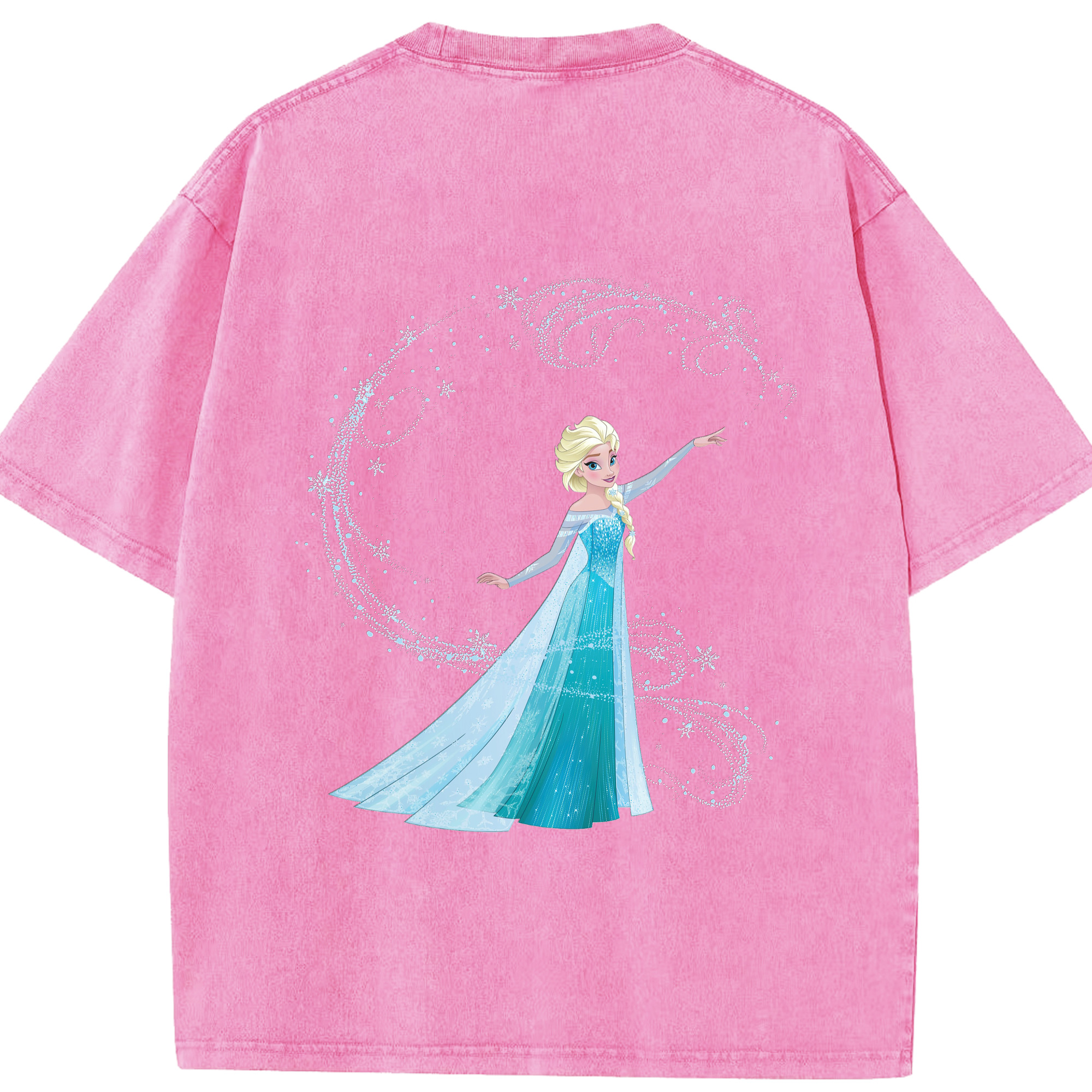 （画像用） アナと雪の女王 アンナ エルサ Frozen Anna Elsa 綿100% ヴィンテージ風 半袖Tシャツ（背面プリント）